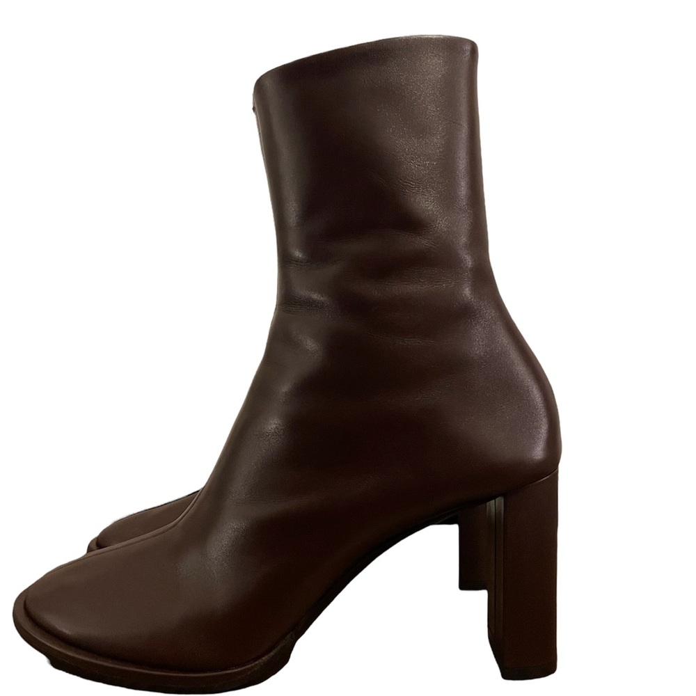 The Row Teatime leather maroon boots